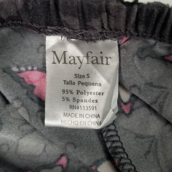 Mayfair Gray Pink White Butterflys Soft Sleep Pants Size Small - Picture 5 of 5